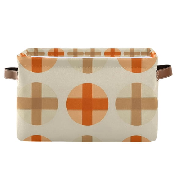 Yayeee Canvas Storage Basket with Handles for Shelves Fabric Bins Closet Organizer, Beige Geometric Pattern