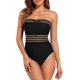thumbnail image 1 of Trajes de baño de una pieza sin tirantes para mujer Trajes de baño con control de abdomen Trajes de baño adelgazantes con cuello halter, 1 of 6