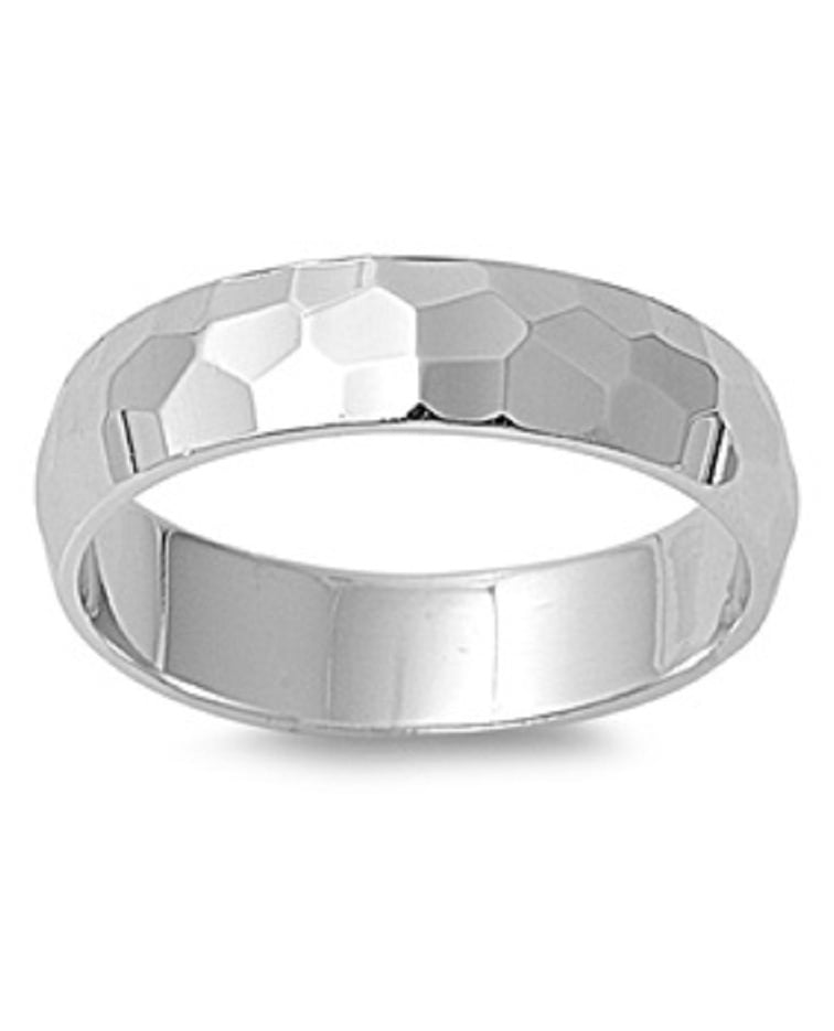 CloseoutWarehouse 925 Sterling Silver Paragon Cut Band Ring 