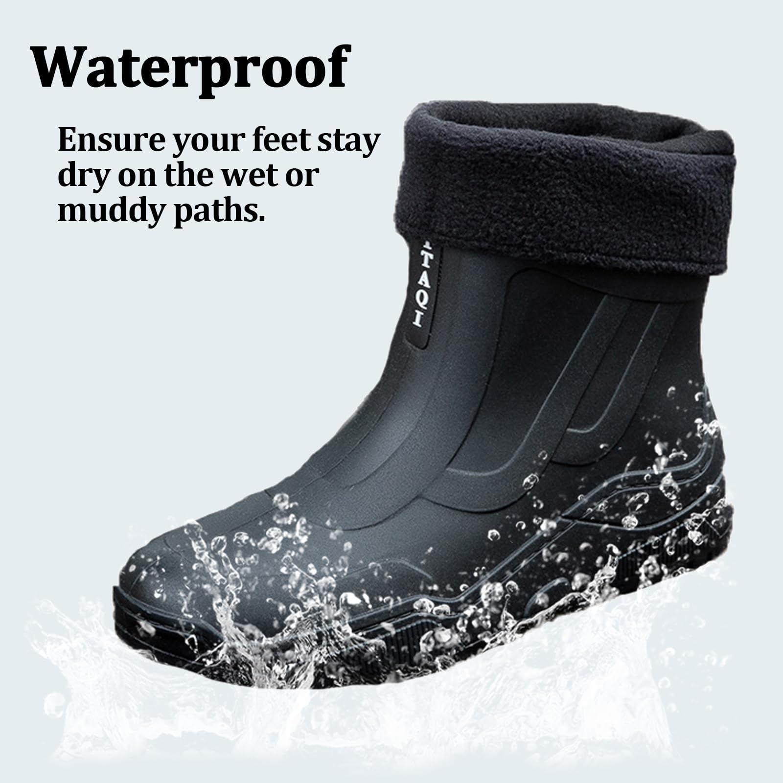 AUXDIQ Rain Boots Women Men Short Ankle Waterproof Rain Shoes Outdoor Garden Shoes