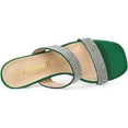 thumbnail image 4 of BLISSFUL STEP Women's Rhinestone Chunky Heel Slides Sandals Green (Size 10), 4 of 5
