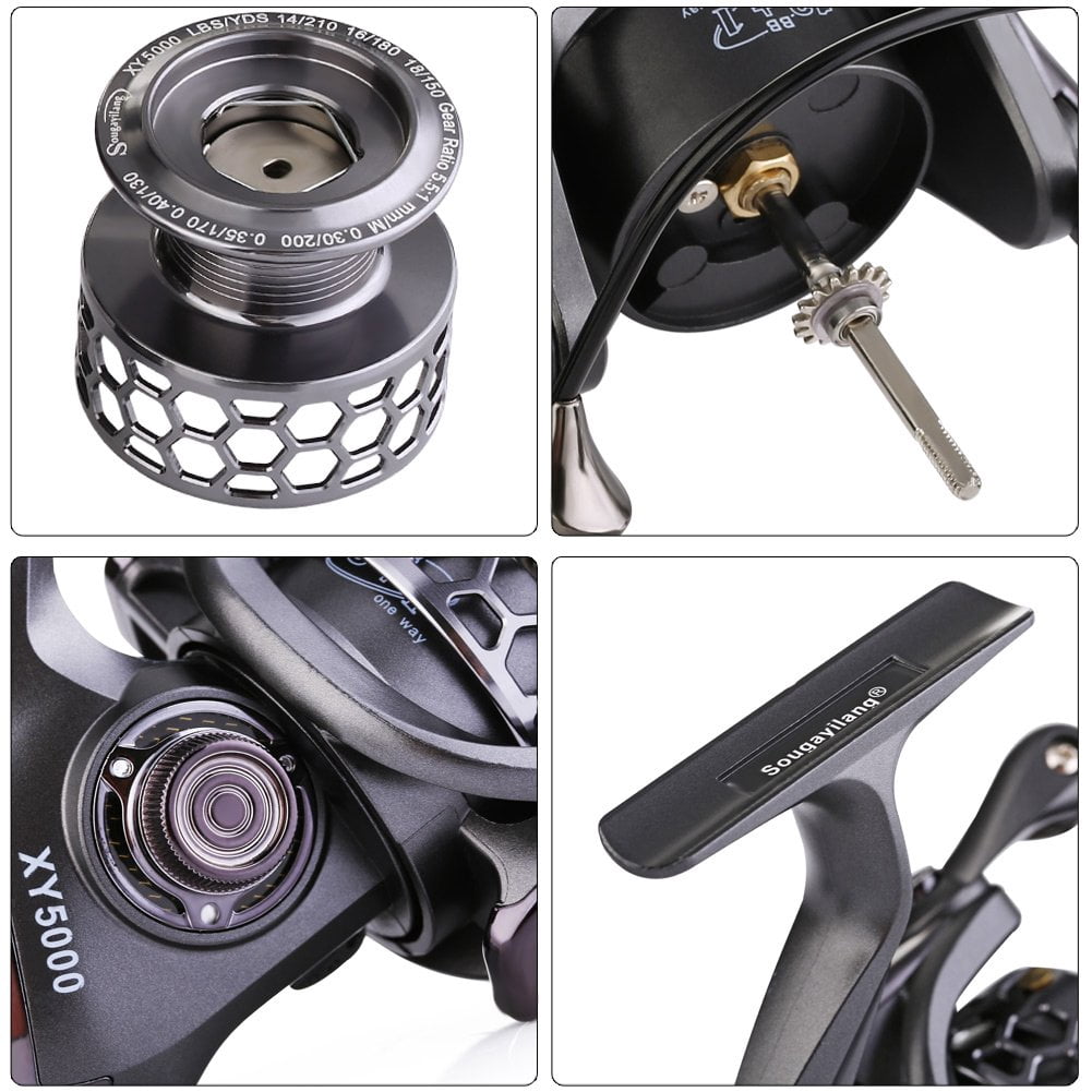 Fishing Reel 13+1bb Light Weight Ultra Smooth Aluminum Spinning With Free Spare Graphite Spool