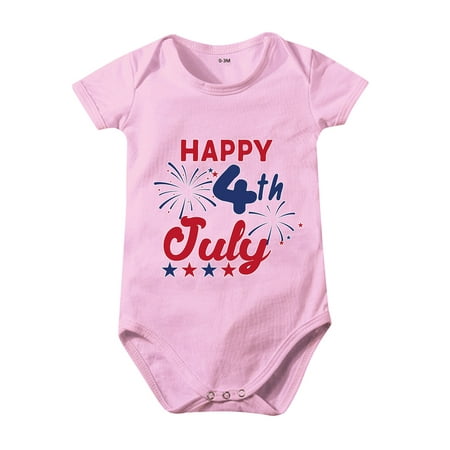 

Unisex Baby Onesie Clothing Summer Independence Day Celebration Cartoon Print Short Sleeve Crawl Romper Clothes 0 To 24 Months Kids