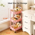 thumbnail image 4 of Organizador Rolling Cart Pipishell de plástico de 3 niveles, color rosa, 4 of 7