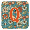 thumbnail image 1 of Carolines Treasures CJ2012-QFC Letter Q Flowers Retro Blue Foam Coasters- Set Of 4, 1 of 1