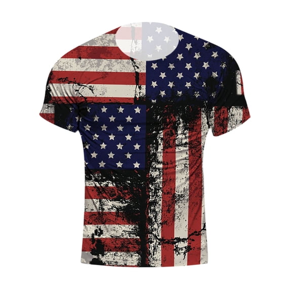 Yoodem Men's T-shirts Mens Shirts American Shirt Men American Flag Patriotic Short Sleeve Independence Day T Shirt Shirts for Men Black L