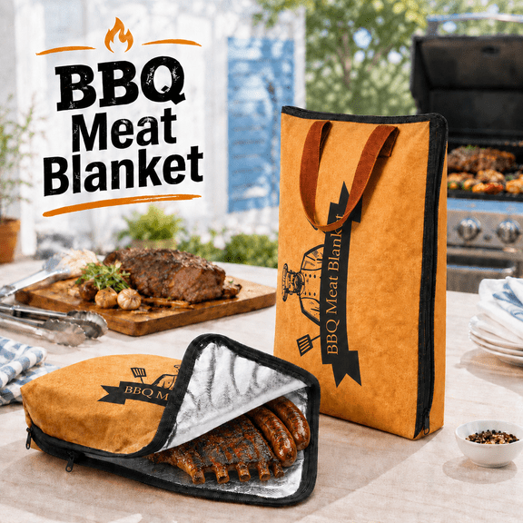 VBNDMAW 21 Inch BBQ Blanket for Resting Meat, 5-Layer Insulated Meat Resting Bag, Reusable Leak-Resistant Brisket Bag for Smoker & Grill