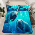 thumbnail image 2 of Erosebridal Manatee Queen Size Bed Sheets Set for Manatee Lovers,3D Manatee Bedding Set,Sea Animal Flat Fitted Sheet,Underwater Marine Life Sheet Set Manatee Gifts,Blue 4 Piece, 2 of 5