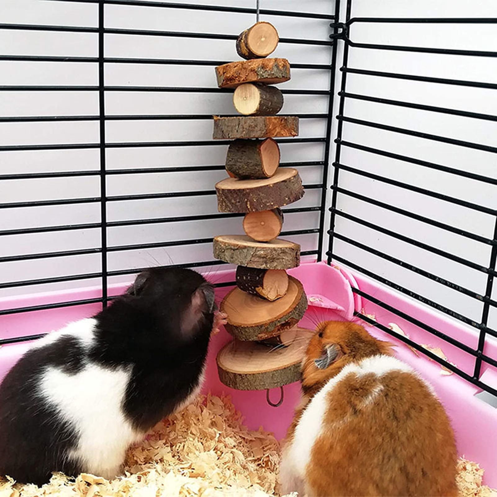 DOPI 4Pcs/Set Molar Toy Bite Resistant Natural Wood Grinding Teeth Hamster Skewers Chew Toy Pet Supplies