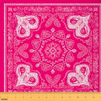 jejeloiu Paisley Pattern Fabric by the Yard 3 Yards,Retro Boho Print Sewing Fabric,Hotpink White Fabric for Sewing For Men Women,Ultra Soft Home Decor