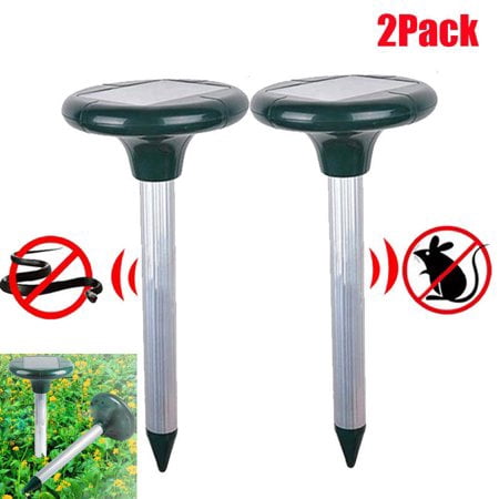 Akozon 2pcs/4pcs Solar Powered Mole Repeller, Ultrasonic Rodent Moles Gopher Mice Snakes for Lawn Garden (Best Way To Keep Snakes Out Of Yard)