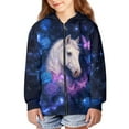 thumbnail image 4 of Forchrinse Horse Zip up Hoodies for Girls 14-16 Butterfly Full-Zip Hooded Sweatshirt Flower Long Sleeve Hoodie Jacket Casual Outerwear with Pocket, 4 of 7