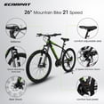 thumbnail image 5 of Ecarpat 26 inch mountain bike adult aluminum frame shock absorbing front fork bike 21-speed disc brake, black green., 5 of 10