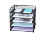 thumbnail image 1 of Organizador de papel de 5 bandejas con asas - Organizador de archivos/cartas de escritorio de malla con clasificador de papel negro para oficina, hogar o escuela, 1 of 5