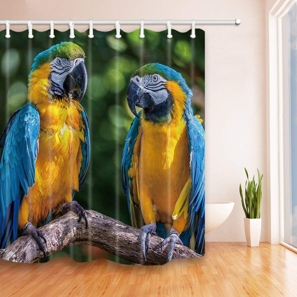 BPBOP Bird Decor Parrots o Tree Branch Polyester Fabric Bathroom Shower