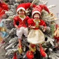 thumbnail image 4 of Muñecos de peluche de elfo para niños, colgante de árbol de Navidad, adornos colgantes, decoración de Año Nuevo, regalos de Navidad, 1 par（Elf Doll set ST5-3, 4 of 5