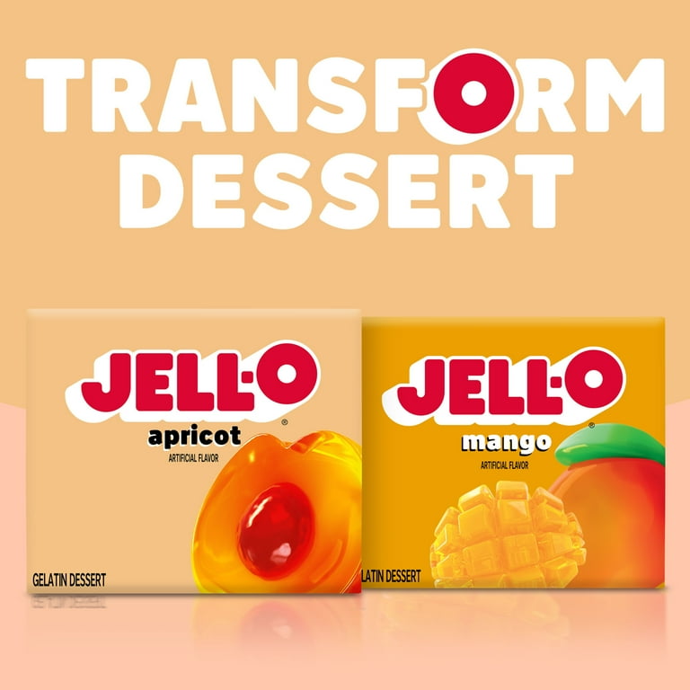 Jell-O Apricot Flavored Gelatin Dessert Mix, 3 oz Box