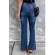 thumbnail image 1 of ABPHQTO Blue St Patrick Clover Patchwork High Rise Flare Jeans de mujer, 1 of 5