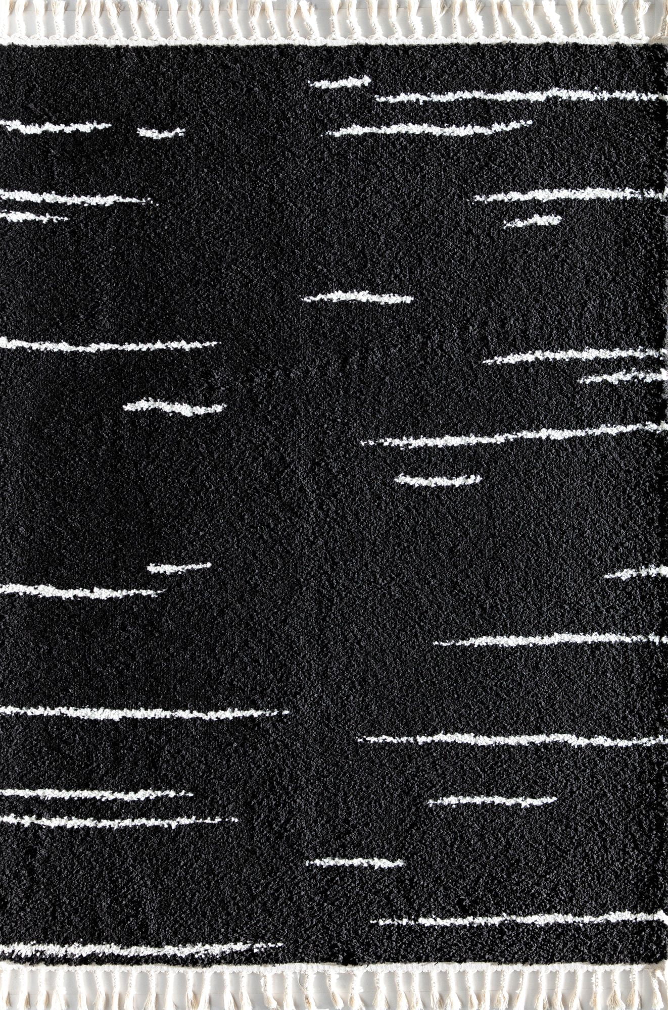Rugs America BT40A Introspective Black Abstarct Shag Black Area Rug, 2'6" x 8'