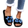 thumbnail image 5 of uublik Womens Fuzzy Slippers Indoor Home Slippers House Slippers Open-Toe Breathable Winter Indoor Slippers, Black, 5 of 7