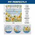 thumbnail image 6 of Summer Floral Chair Covers Set of 6 Watercolor Sunflowers Eucalyptus Leaf Blue Wood Grain Chair Back Covers Stretch Removable Washable Slipcovers Protector for Dining Room Kitchen Party Decor, 6 of 9