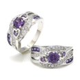 thumbnail image 3 of Staron Zircon Filled Twisted Ring S925, Wide Face Women Jewelry Size 6-10, Purple Gemstone Band for Wedding Anniversary, 3 of 4