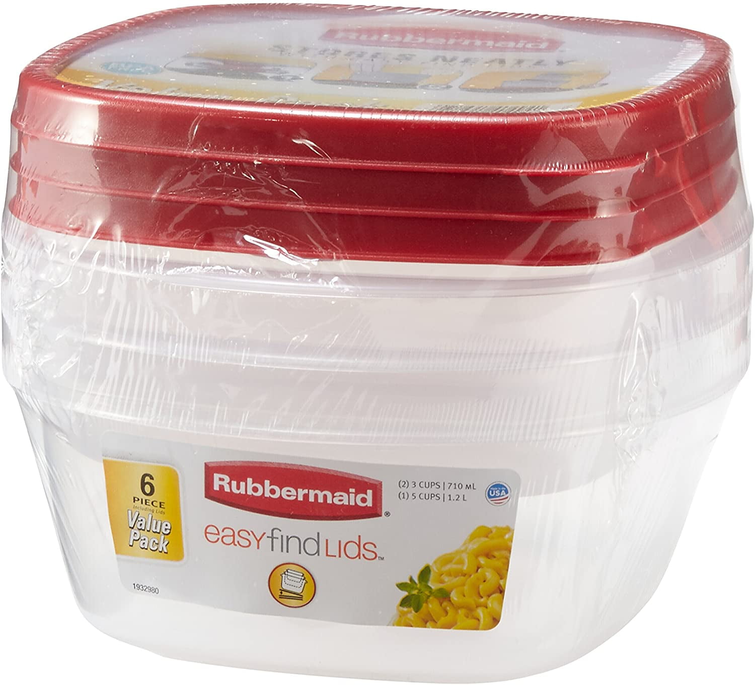 Rubbermaid Easy Find Lid 3 Cup & 5 Cup Plastic Food Storage