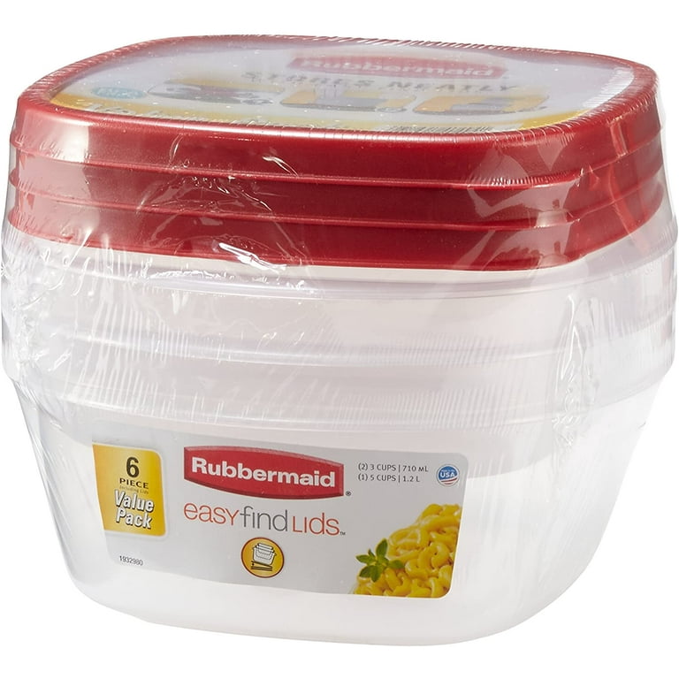 Rubbermaid Easy Find Lid 3 Cup & 5 Cup Plastic Food Storage Containers, Set  of 3 
