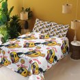 thumbnail image 2 of Ambesonne Emoji Fitted & Top Sheet Set with Shams, Funny Faces Antique Heads Art, Pale Orange Multicolor, 2 of 5