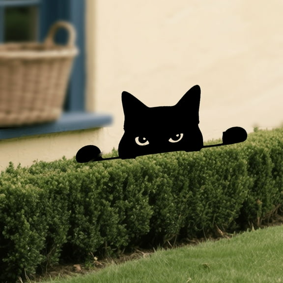 Metal Cat Garden Stake - Outdoor Lawn Decor For Cat Lovers, Halloween & Christmas Yard Art, Holiday Patio Ground Ornament For Garden Enthusiasts