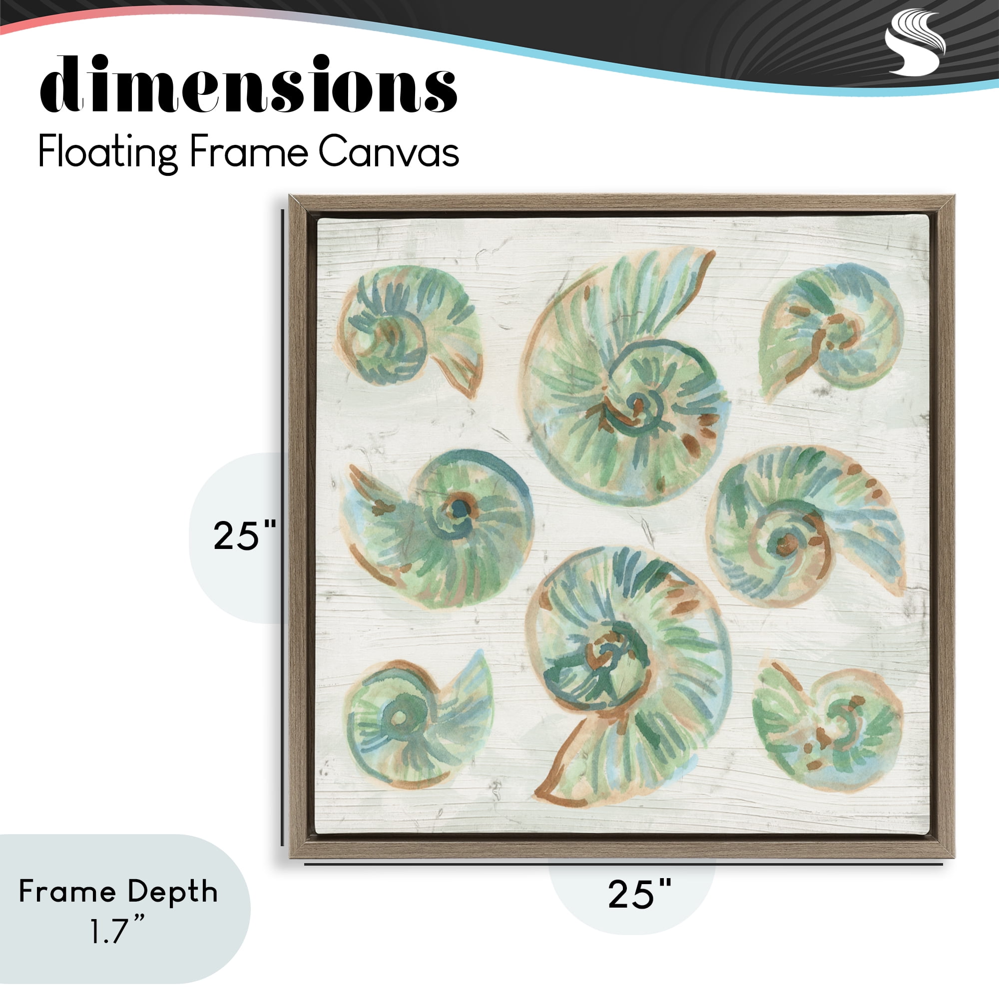 Stupell Industries Organic Saltwashed Shells Brown Framed Floater Canvas Wall Art, design by June Erica Vess