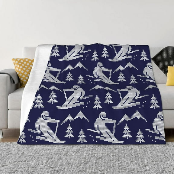 Naloa Abstract Skiing Flannel Fleece Throw Blanket for Bed Couch, Thick Blanket - All Seasons Suitable for Women, Men and Kids-60"x50"