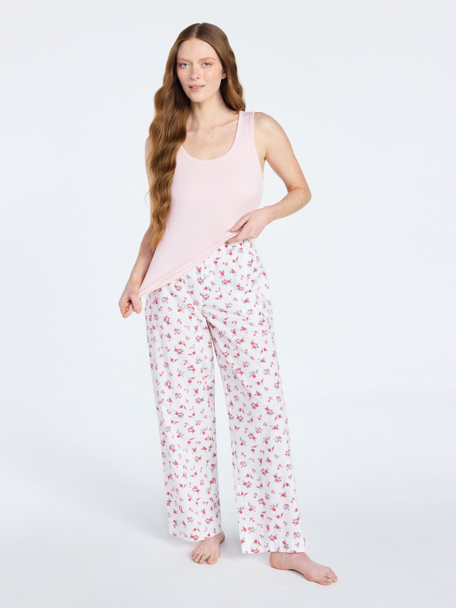 Joyspun Women's Poplin Sleep Pants, 30'' Inseam, Sizes XS-3X