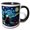 Black/White, variant on 3drose, Brown Bear Sits on the Hill at Starry Night, Funny Artsy Gift, 11oz Magic Transforming Mug