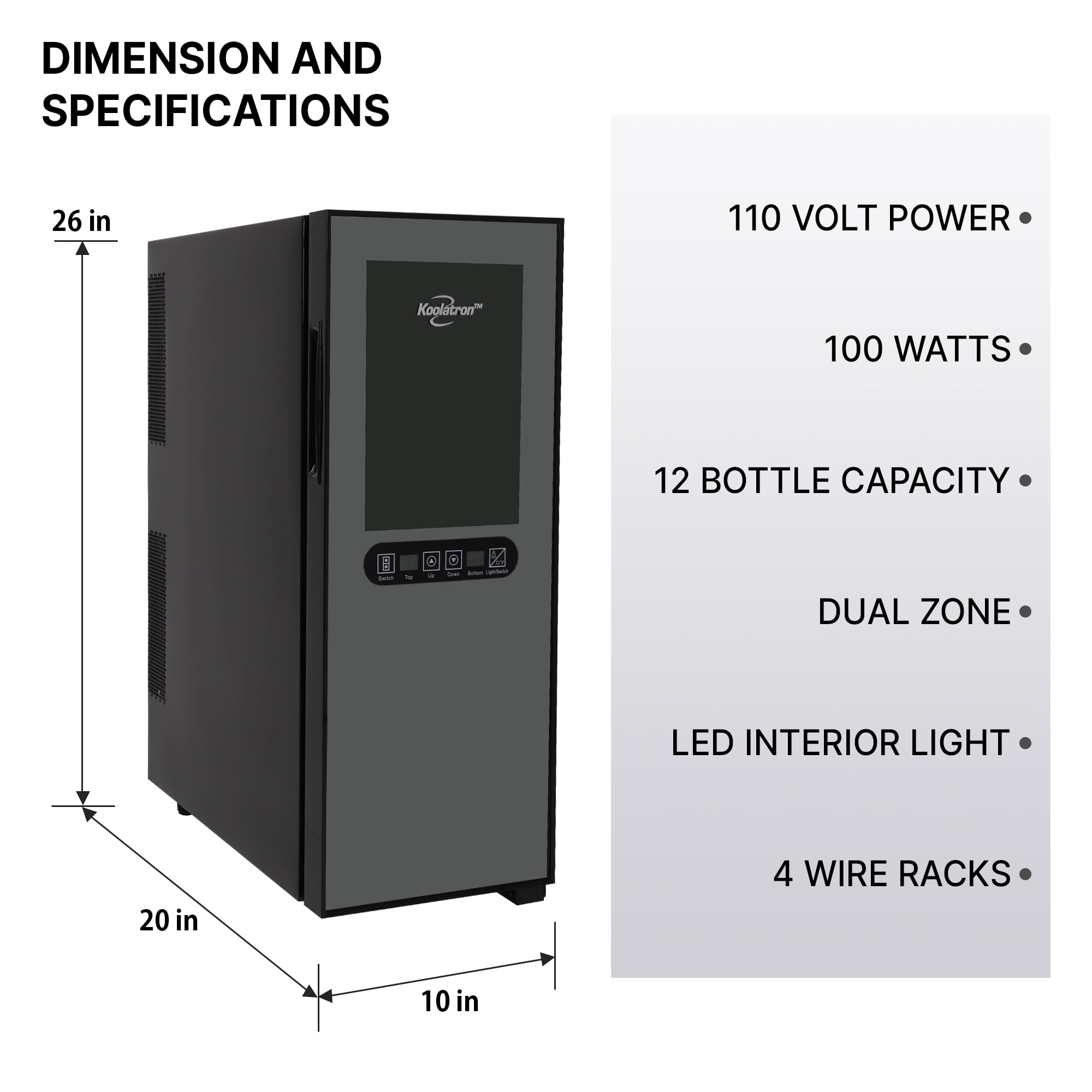 Koolatron 12 Bottle Dual Zone Wine Cooler Freestanding Wine Fridge