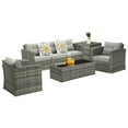 thumbnail image 1 of Royalcraft OUTDOOR 7 Pieces Patio Furniture Sets All Weather Outdoor Sectional Sofa Manual Weaving Wicker Rattan Patio Conversation Set with Storage Box and Glass Table (Grey/Grey), 1 of 7