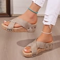 thumbnail image 3 of Platform Wedge Slides Sandals for Women 2025 Fashion Casual Beach Summer High Heel Dress Slip-On, 3 of 8
