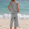 thumbnail image 5 of Lumtrix Womens Summer 2 Piece Outfits Striped Sleeveless Tank Top Wide Leg Capri with Pockets Pants Sets for Beach Vacation Black M, 5 of 7
