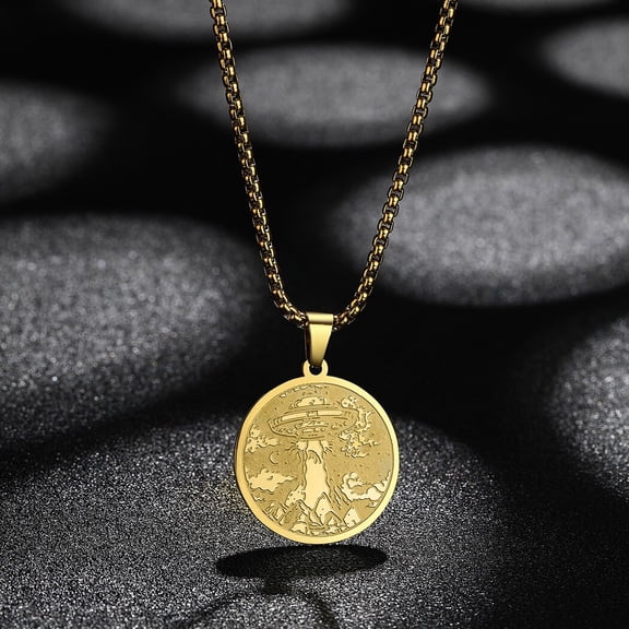 UFO Alien Abduction Unique Laser Engraved Necklace Jewelry Boyfriend Gift