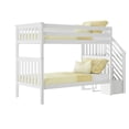 thumbnail image 3 of Max & Lily Twin over Twin Bunk Bed for Kids, Solid Wood Bunk Beds with Stairs and Storage, White, 3 of 13