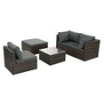thumbnail image 6 of JONPONY Patio Furniture, Outdoor Sofa, All-Weather PE Wicker Furniture, 5 Set Wicker Furniture With Tempered Glass Coffee Table, Grey, 6 of 12