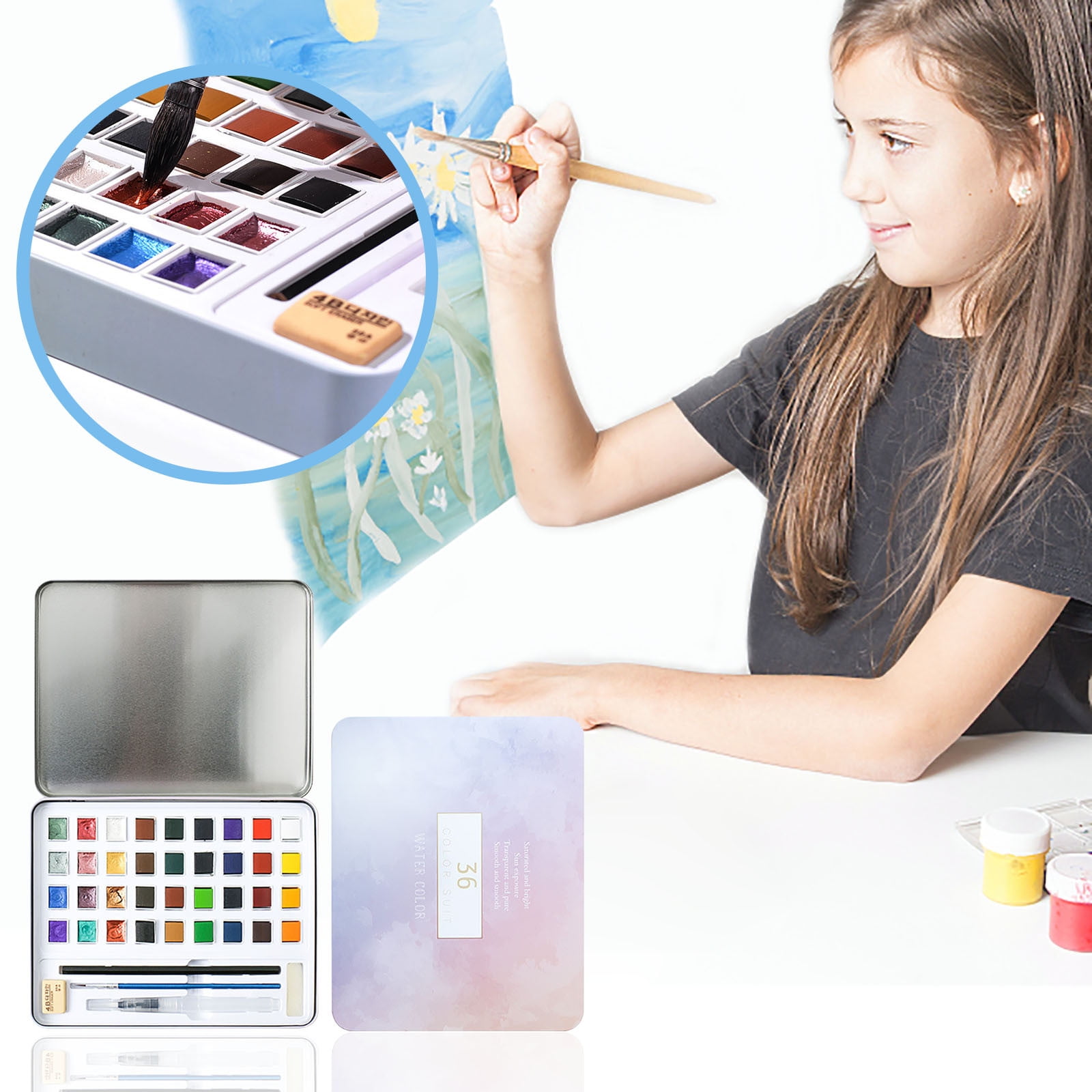 Wovilon Office Supplies Office Products Office Decor Watercolor Set Solid Watercolor Paint Set Pearlescent Watercolor Nail Art Watercolor Painting
