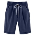 thumbnail image 5 of Shorts for Women Lounge Casual Shorts Elastic Waist Knee Length Shorts Loose Fit Summer Bermuda Shorts with Pockets, 5 of 6