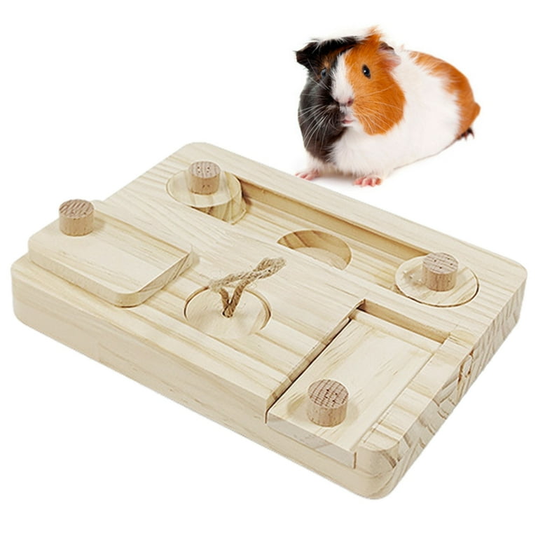 Guinea Pigs Wooden Puzzle Feeders Funny Foraging Training Toy for