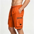 thumbnail image 4 of Mens Hiking Cargo Shorts 7" Quick Dry Lightweight Waterproof Stretch Drawstring Beach Shorts with Zipper Pockets for Hiking Golf Casual Loose Fit Big and Tall Size XS-3XL Orange, 4 of 8