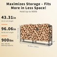 thumbnail image 6 of 8FT Firewood Rack with Zippered Waterproof Cover, Heavy-Duty Steel Wood Holder for Indoor & Outdoor Use, Patio, Backyard, Fireplace Log Storage, 6 of 8
