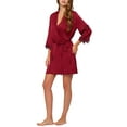 thumbnail image 4 of INSPIRE CHIC Women's 2 Pcs Satin Pajama Sets Nightgown with Robe Lingerie Lounge Sleepwear M Red, 4 of 5