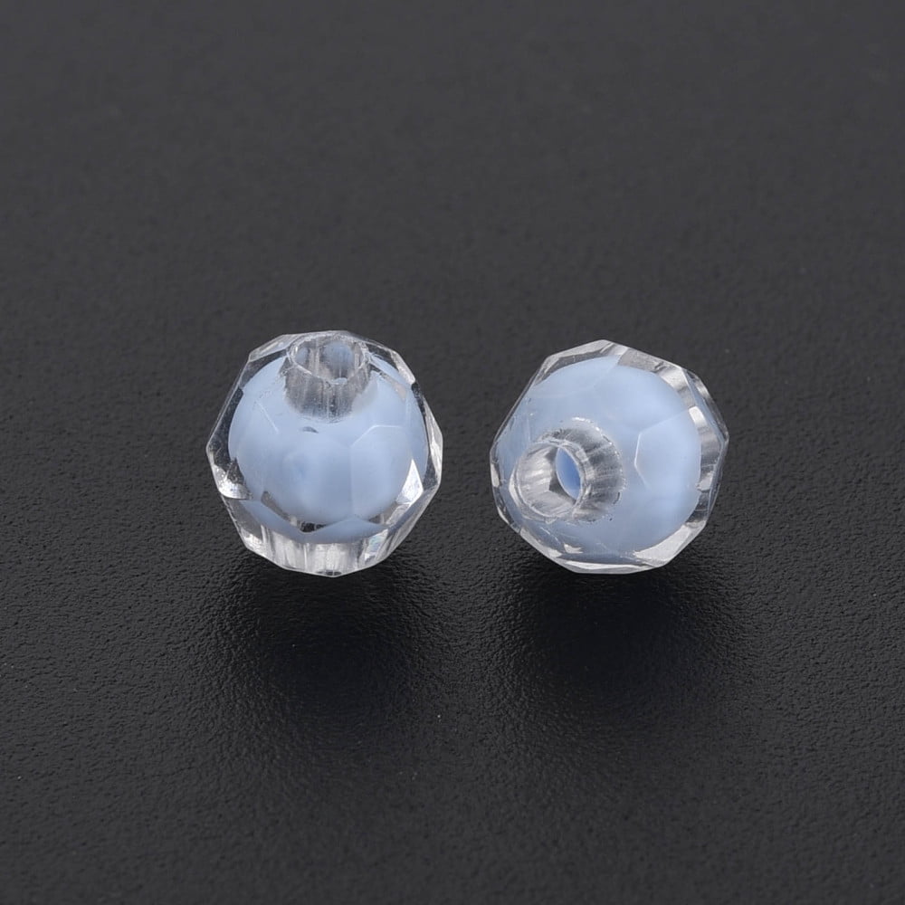 Transparent Acrylic Beads Bead in Bead Faceted Round Cornflower Blue 8x7.5mm Hole: 2mm 2000pcs/500g