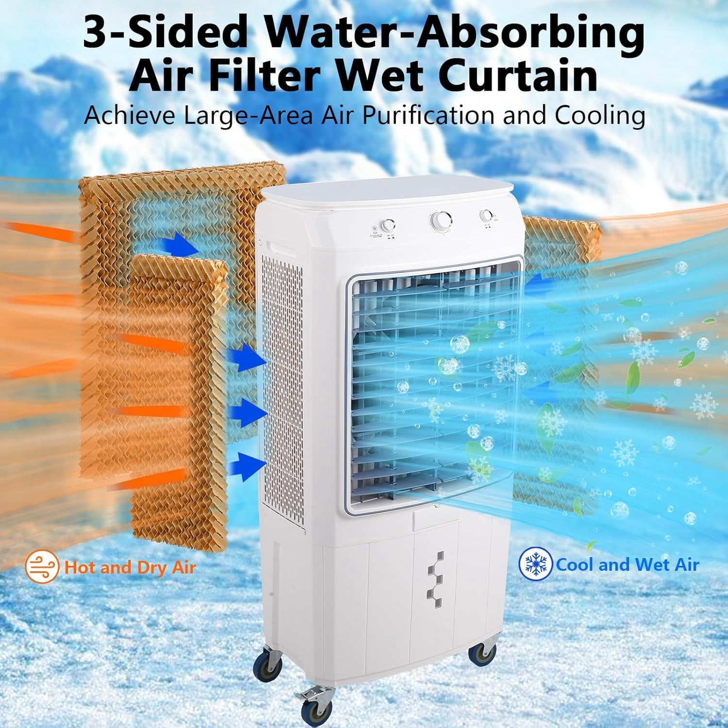 IdealHouse 6000 CFM Evaporative Air Cooler, 15.8 Gallon Swamp Cooler with 120°Oscillation, 3 Speeds and Modes, 3-In-1 Swamp Cooler Air Conditioner, Portable Air Cooler Fan for Indoor Garage