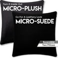 thumbnail image 2 of 20" x 20" Throw Pillow - Stable Black 2 PCS / 4 Sided. Luxurious Premium Down Alternative Fill w/ Reversible Cover Microsuede/Microplush Fabric. Forever Fluffy, Beautiful & Supportive. Soft & Comfy, 2 of 9